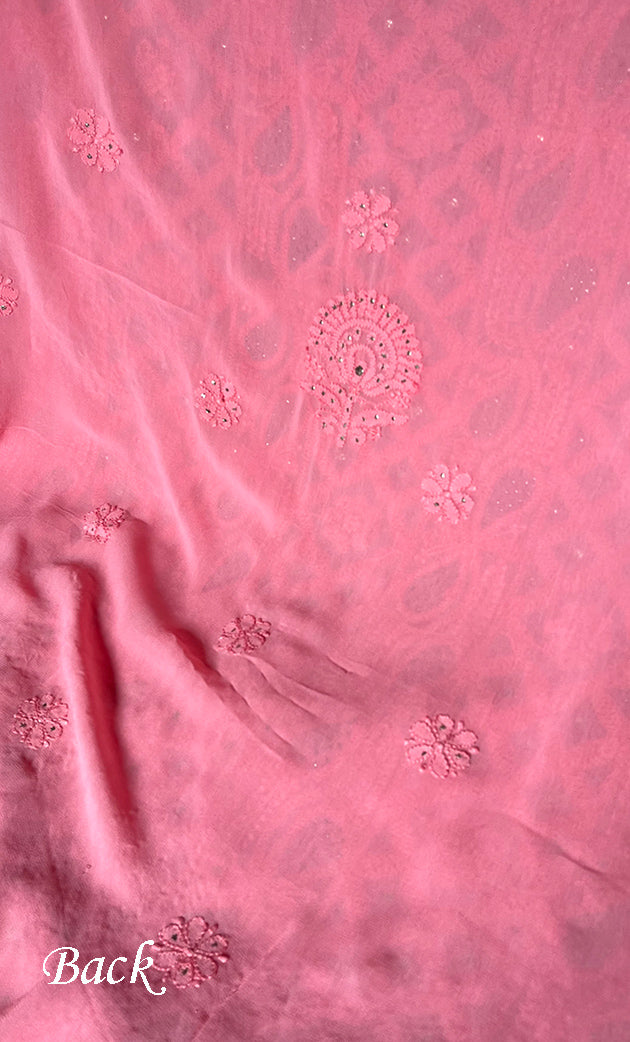 Women's Lakhnavi Handcrafted Viscose Georgette Chikankari Full Suit Material - HONC0271098