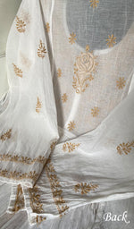 Load image into Gallery viewer, Women's Lakhnavi Handcrafted Mul Chanderi Semi - Stitched Kurta And Dupatta Set - HONC0274495