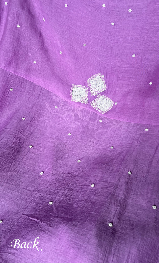 Jazba Women's Lakhnavi Handcrafted Mul Chanderi UnStitched Kurta And Dupatta Set - HONC0301706