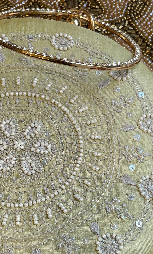 Elegant Floral Chik0ankari Handle Clutch - HONC0313573
