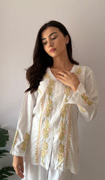 Load image into Gallery viewer, Women's Lakhnavi Handcrafted Cotton Chikankari Kurti And Plazzo Set - HONC0375712