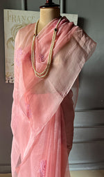 Load image into Gallery viewer, Women&#39;s Lucknowi Handcrafted Pure Organza Silk Chikankari Saree - HONC0268556
