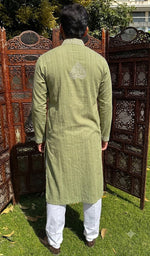 Men's Lucknowi Handcrafted Cotton Chikankari Kurta - HONC0101010