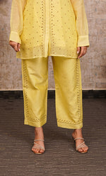 Load image into Gallery viewer, Women's Lucknowi Handcrafted Mul Chanderi Stitched Chikankari Kurta And Plazzo Set- HONC0318573