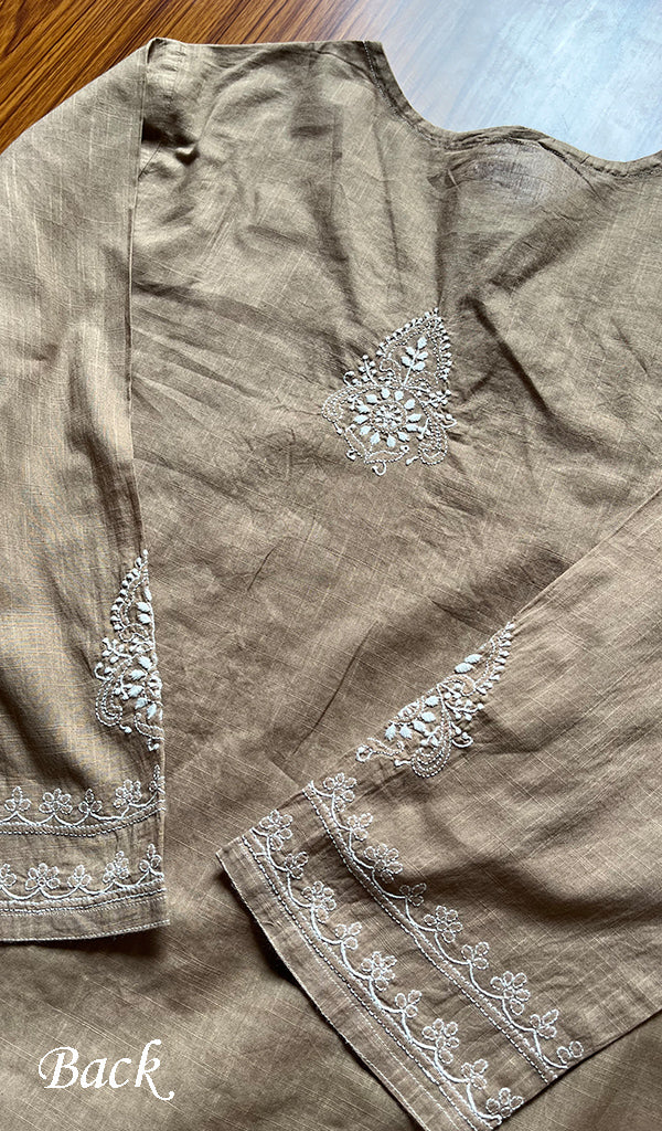 Women's Lakhnavi Handcrafted Cotton  Chikankari Kurti- HONC0300989