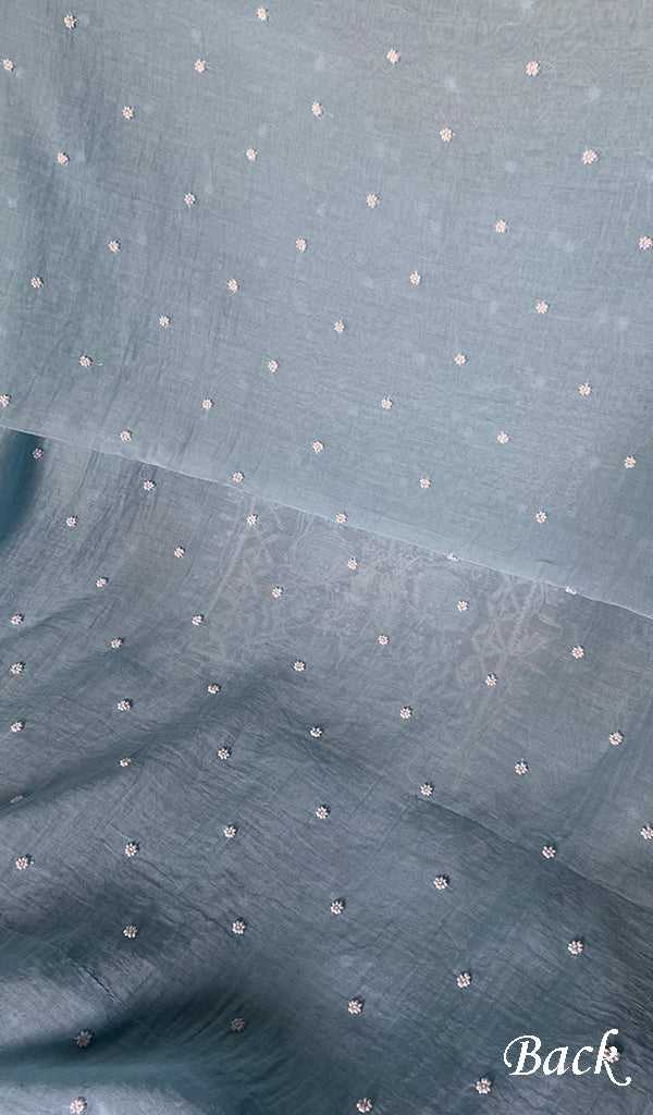 Women's Lakhnavi Handcrafted Mul Chanderi Unstitched Chikankari Full Suit Material - HONC0305162