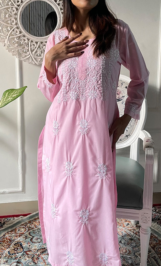 Women's Lucknowi Handcrafted Cotton Chikankari Kurti - HONC0330760
