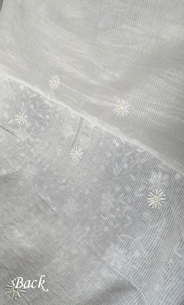 Women's Lakhnavi Handcrafted  Maheshwari  Mul Chanderi Unstitched Kurta And Dupatta Set - HONC0312963