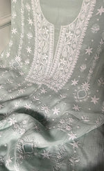 将图像加载到图库查看器中， Women's Lakhnavi Handcrafted Unstitched Mul Chanderi Kurta And Dupatta Set - HONC0329040