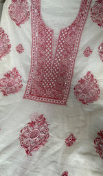 将图像加载到图库查看器中， Women's Lakhnavi Handcrafted Mul Chanderi Unstitched Kurta And Dupatta Set - HONC0369369