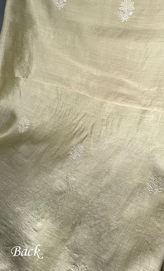 Women's Lakhnavi Handcrafted Munga Silk Chikankari Kurta And Dupatta Set- HONC0278876