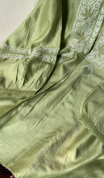 Load image into Gallery viewer, Afifa Women&#39;s Lakhnavi Handcrafted Chanderi Silk Chikankari Top And Pant Set - HONC0279049
