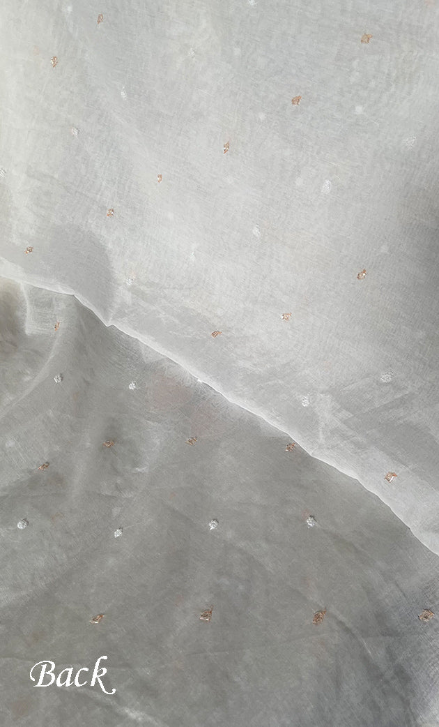 Women's Lakhnavi Handcrafted Mul Chanderi Unstitched Kurta And Dupatta Set - HONC0319458