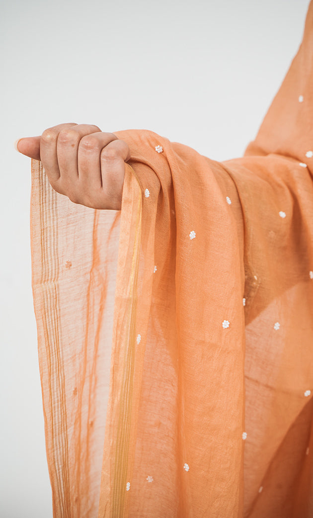 Women's Lakhnavi Handcrafted Mul Chanderi Chikankari Stitched Kurta, Dupatta And Pant Set - HONC03144550