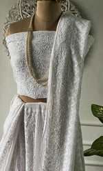 将图像加载到图库查看器中， Women's Lakhnavi Handcrafted Bridal Viscose Georgette Chikankari Lehenga Set - HONC0242217