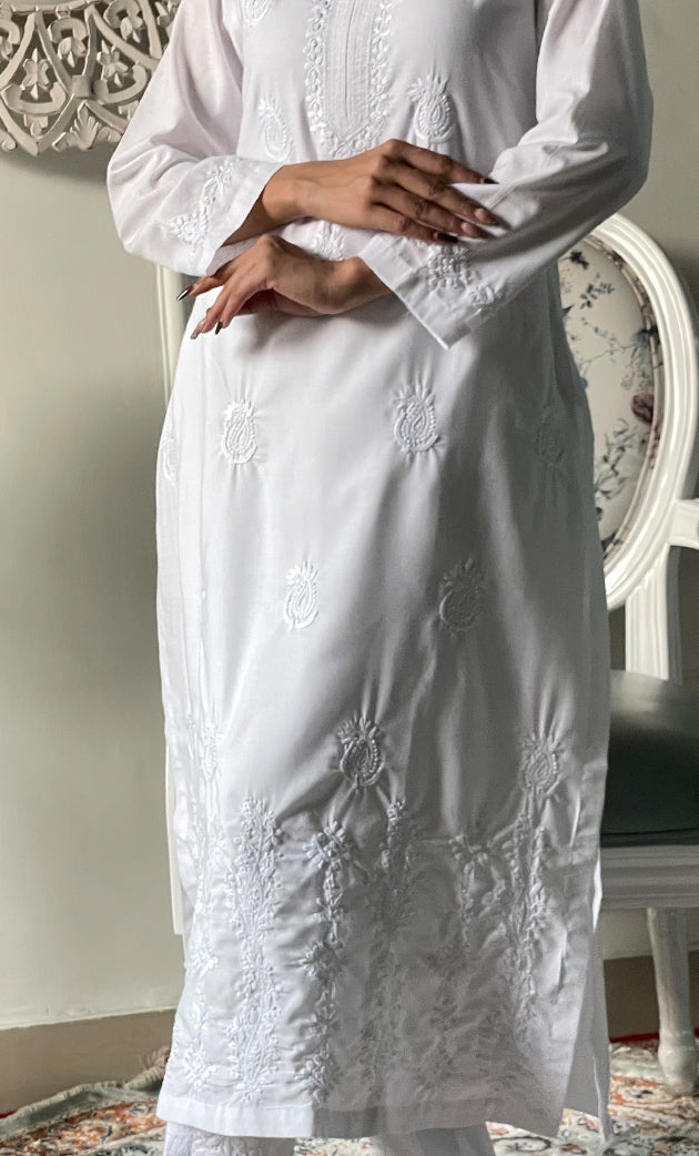 Women's Lucknowi Handcrafted Cotton Chikankari Kurti - HONC0330766