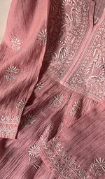 Load image into Gallery viewer, Lakhnavi Handcrafted Mul Chanderi Chikankari Semi - Stitched Kurta Dupatta Set - HONC0199130
