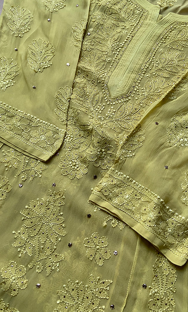 Nilofar Women's Lakhnavi Handcrafted Viscose Georgette Chikankari Anarkali - HONC0283027