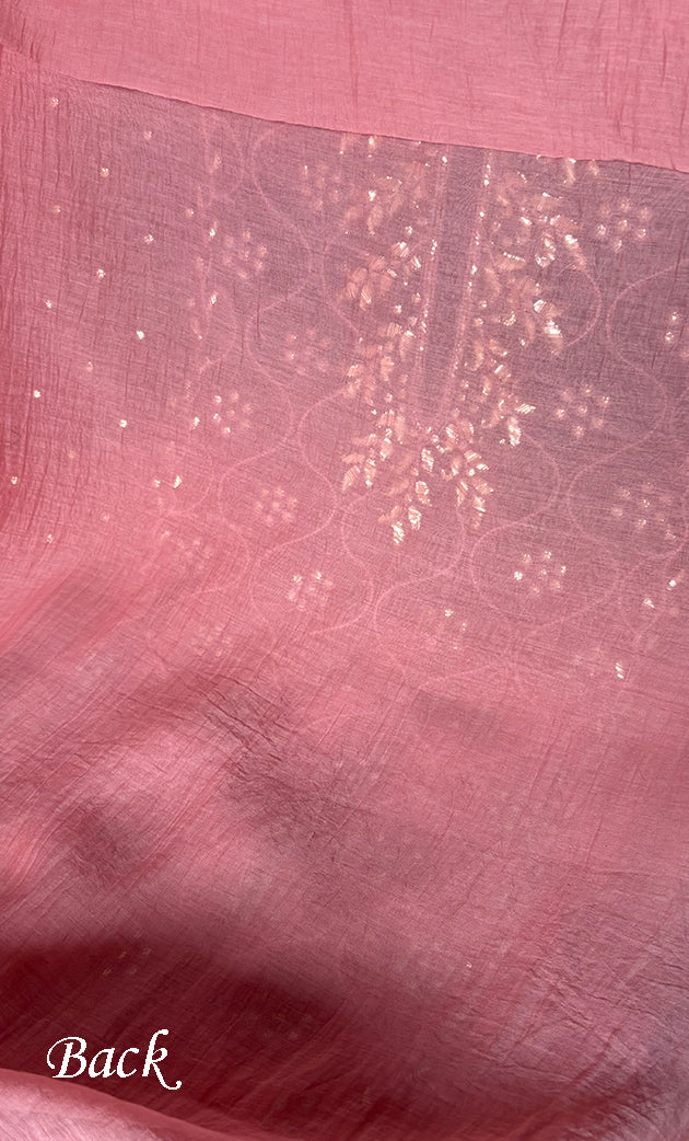 Women's Lakhnavi Handcrafted Mul Chanderi Unstitched Chikankari Full Suit Material - HONC0320706