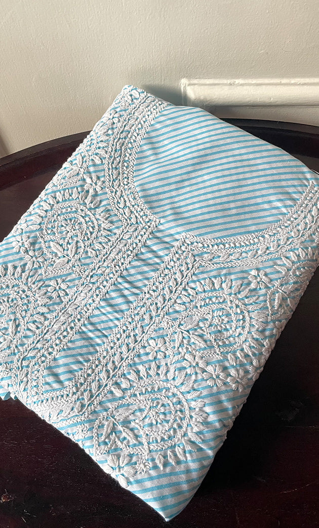 Women's Lakhnavi Handcrafted Cotton Chikankari Unstitched Kurti Fabric - HONC0326388