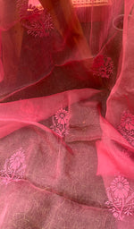 Load image into Gallery viewer, Women&#39;s Lucknowi Handcrafted Pure Organza Silk Chikankari SAREE - HONC0273031
