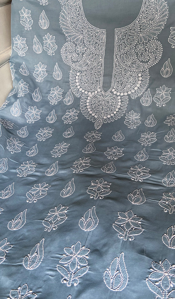 Women's Lakhnavi Handcrafted Cotton Unstitched Chikankari Suit Material - HONC0360797