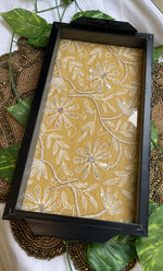 Load image into Gallery viewer, Handcrafted Chikankari Tray with Two Coasters – Wooden Frame - HONC0230903
