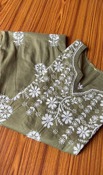 Load image into Gallery viewer, Women&#39;s Lucknowi Handcrafted Cotton Chikankari Kurti - HONC0301058
