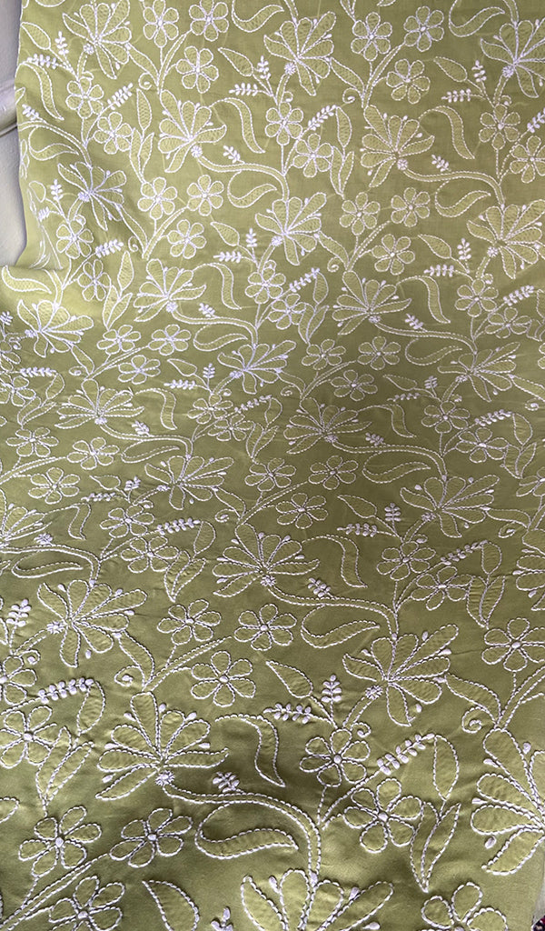 Women's Lakhnavi Handcrafted Cotton Unstitched Chikankari Suit Material - HONC0354979