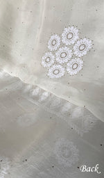 将图像加载到图库查看器中， Women's Lakhnavi Handcrafted Pure Organza Chikankari Unstitched Kurta And Dupatta Set- HONC0341955