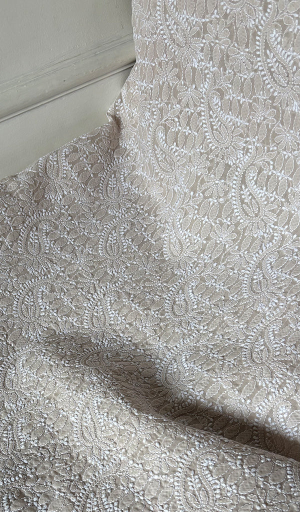 Women's Lakhnavi Handcrafted Unstitched Cotton Chikankari Suit Material - HONC0348581