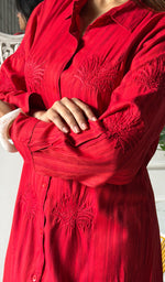 Load image into Gallery viewer, Vaishali Women's Lucknowi Handcrafted Cotton Chikankari Long Dress - HONC0341819