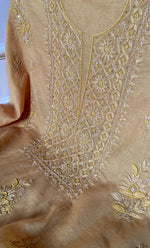 Load image into Gallery viewer, Women's Lakhnavi Handcrafted Mul Chanderi Unstitched Chikankari Full Suit Material - HONC0328113