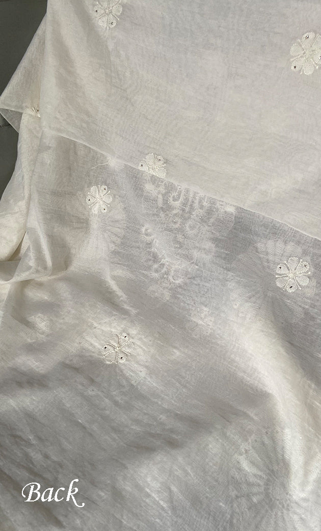 Women's Lakhnavi Handcrafted Mul Chanderi Unstitched Kurta And Dupatta Set- HONC0263961