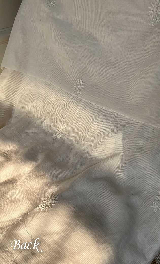 Women's Lakhnavi Handcrafted Maheshwari Mul Chanderi UnStitched Kurta And Dupatta Set - HONC0288347