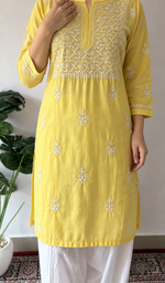 Gulnaaz Women's Lucknowi Handcrafted Mul Cotton Chikankari Kurti - HONC0161229