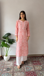 Women's Lucknowi Handcrafted Cotton Chikankari Kurti- HONC0392404