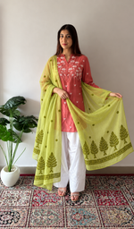 Women's Lucknowi Handcrafted Cotton Chikankari Dupatta - HONC0306248