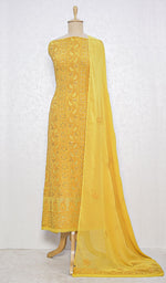 Load image into Gallery viewer, Women&#39;s Lakhnavi Handcrafted Pure Silk Georgette Chikankari Kurta  And Dupatta Set- HONC082559
