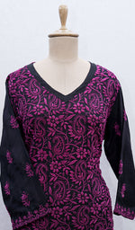 Load image into Gallery viewer, Women&#39;s Lucknowi Handcrafted Silk Chikankari Kurti - HONC0109237