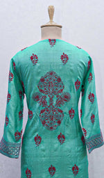 Load image into Gallery viewer, Women&#39;s Lucknowi Handcrafted Silk Chikankari Kurti - HONC0109240