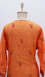 Load image into Gallery viewer, Women&#39;s Lucknowi Handcrafted Silk Chikankari Kurti - HONC0109235
