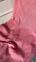 Load image into Gallery viewer, Women's Lakhnavi Handcrafted Mul Chanderi Unstitched Chikankari Full Suit Material - HONC0307425
