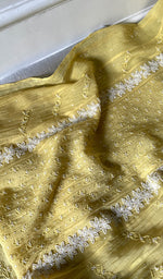 Load image into Gallery viewer, Saziya Women's Lakhnavi Handcrafted Mul Chanderi Semi - stitched Chikankari Full Suit Material - HONC0321283