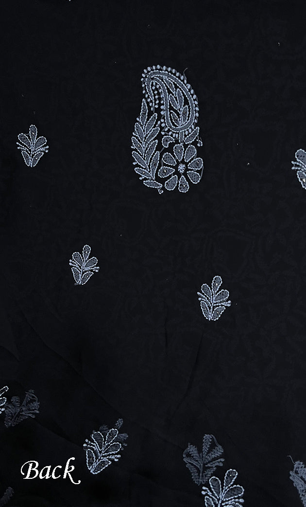 Women's Lakhnavi Handcrafted Unstitched Faux-Georgette Chikankari Suit Material - HONC0263366