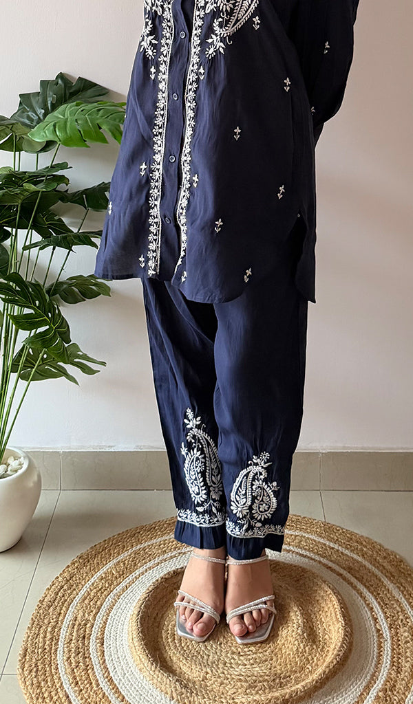Devanshi Women's Lakhnavi Handcrafted Cotton Chikankari Kurta And Palazzo Set - HONC0358508
