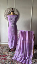 将图像加载到图库查看器中， Women's Lakhnavi Handcrafted Unstitchd Mul Chanderi Kurta And Dupatta Set - HONC0330025