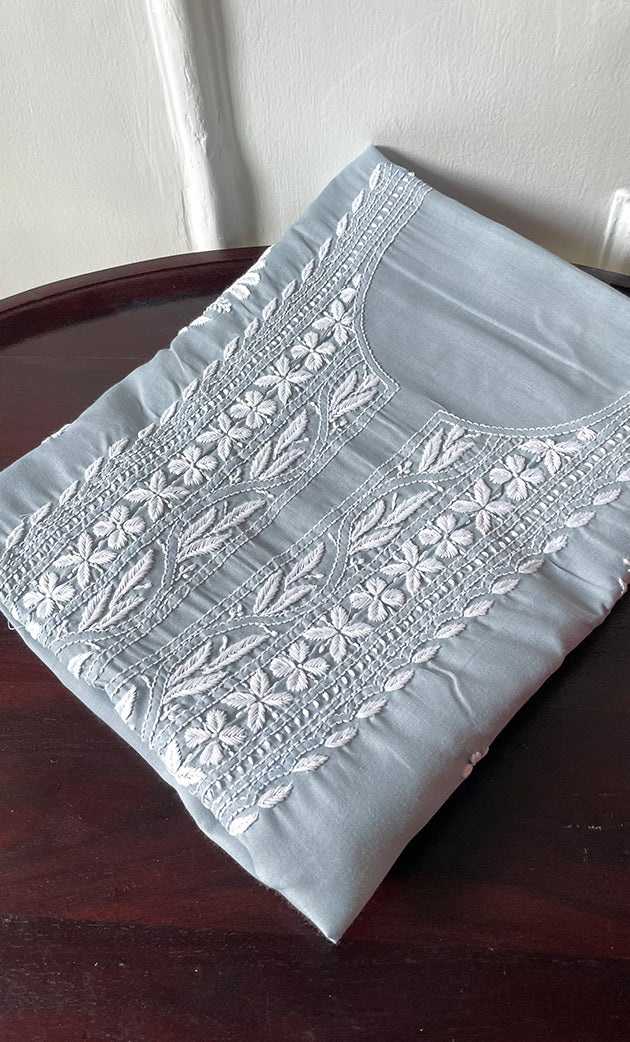 Women's Lakhnavi Handcrafted Cotton Chikankari Unstitched Kurti Fabric - HONC0318762
