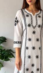 Divya Women's Lucknowi Handcrafted Cotton Chikankari Dress - HONC0213387