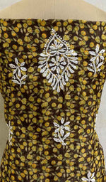 Load image into Gallery viewer, Women&#39;s Lakhnavi Handcrafted Printed Kota Cotton Chikankari Unstitched Kurti Fabric - Honc017523